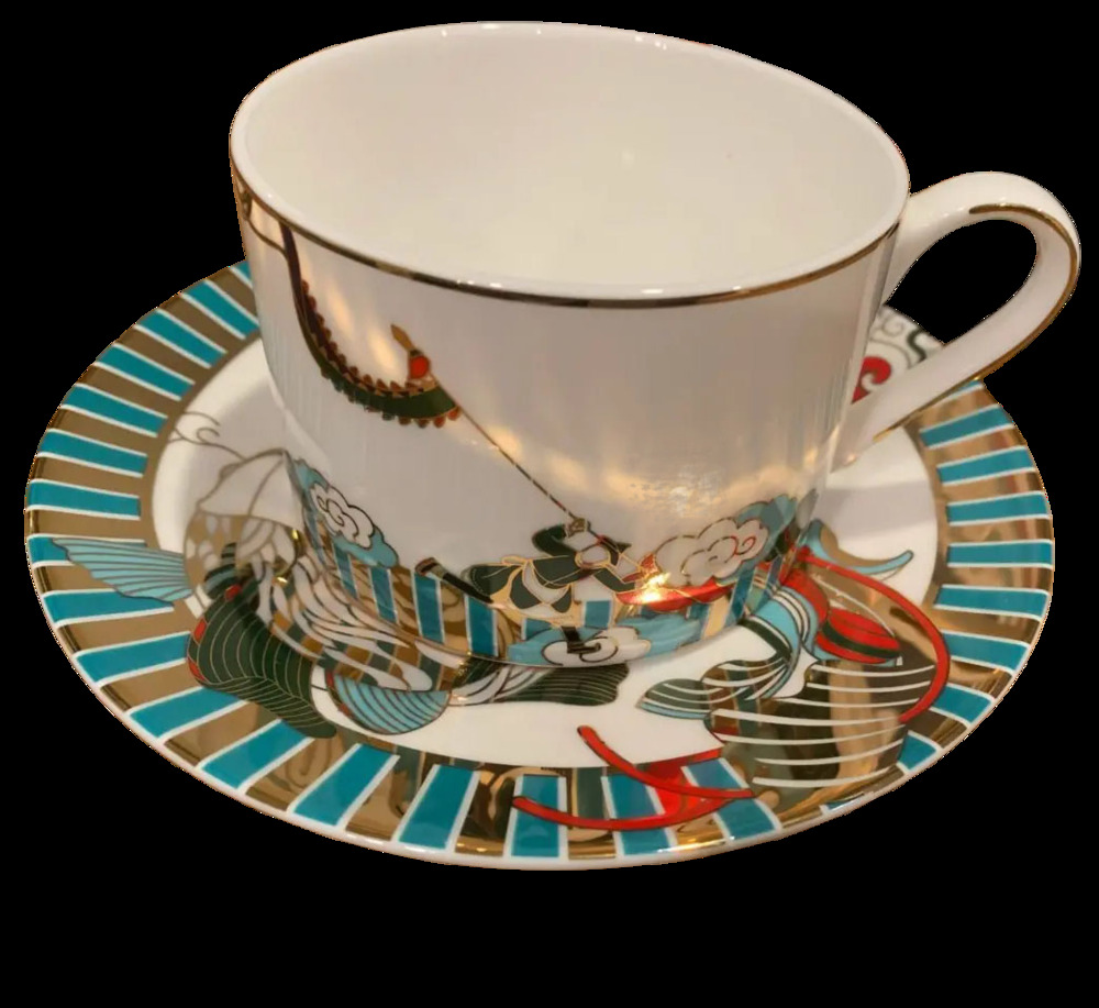 Forbidden City Culture Zijin Bingxi Anamorphic Mirror Cup & Saucer Porcelain Set